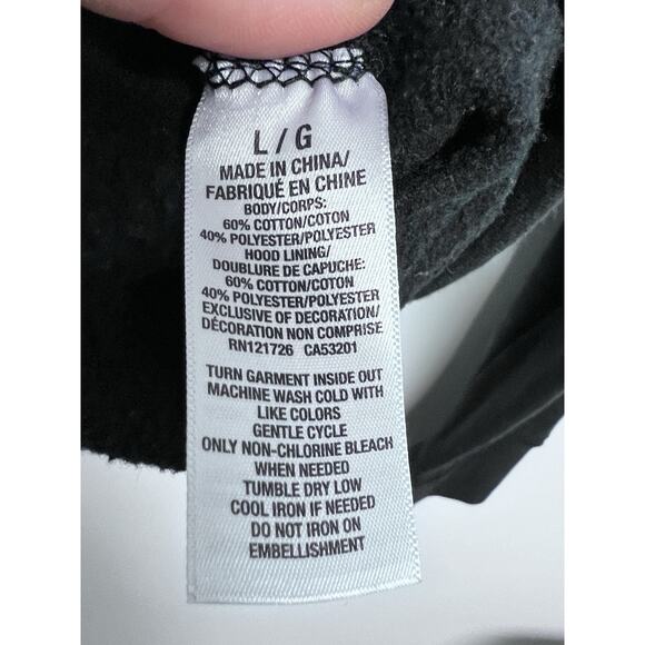 Y2K Style Aeropostale Hoodie Large Logo Sweatshirt Black Embroidered Preppy - Picture 5 of 6